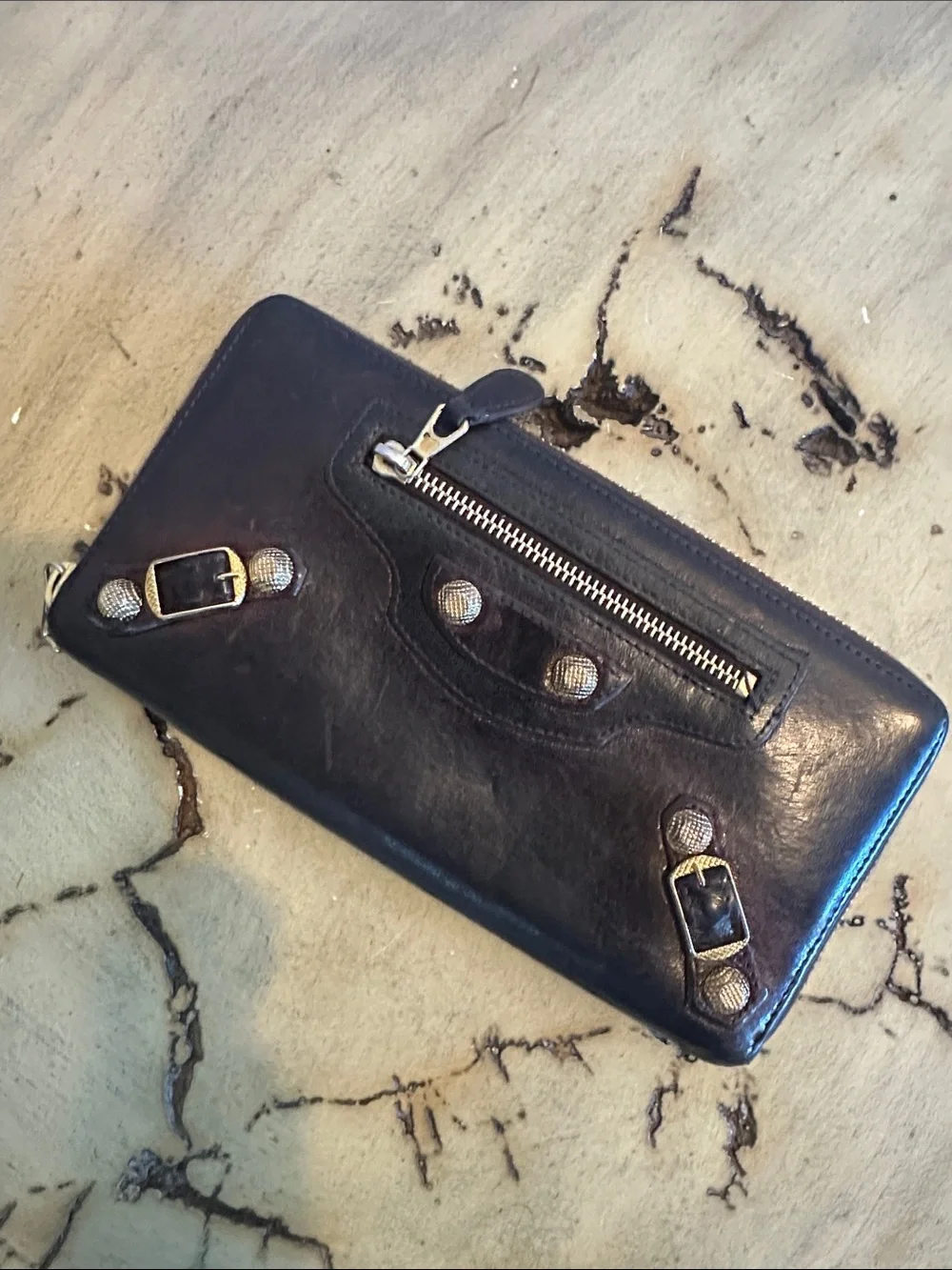 Women’s dark brown Leather Zip Wallet - Unbranded